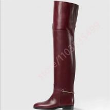 2025 Ladies Round Toe Over Knee Leather Boots Street Style Fashion Model Catwalk Sexy Autumn New Chunky Heel Knight Boots