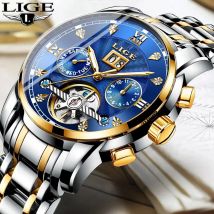 Lige 2024 Top Marke Luxus Tourbillon Uhr Herren Mode Sport Herren mechanische Armbanduhren lässig wasserdichte Automatik uhr