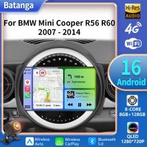 Android 16 Wireless Carplay Auto Car Radio For BMW Mini Cooper R56 R60 R51 2006-2014 Multimedia Video Player Navigation Stereo