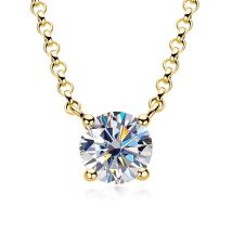 IOGOU 1 Carat D Color Moissanite Diamond Pendant Necklace 925 Sterling Silver High Carbon Simulated Diamond Engagement Necklace
