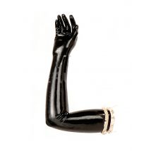 Lange Latex-Handschuhe mit vollständiger Abdeckung der Hände, Rüschenfarbe, nahtloser Finger und maßgeschneiderte Rüschen