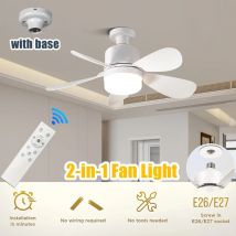 Ventilatore da soffitto con luce con telecomando Luci a 3 colori regolabili a 4 velocità Impostazione timer E27 Ventilatore da soffitto Luci Camera da letto Cucina Garage