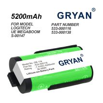 GRYAN 5200mAh Speaker Battery 533-000116, 533-000138 for Logitech S-00147, UE MegaBoom, UE MegaBoom 1
