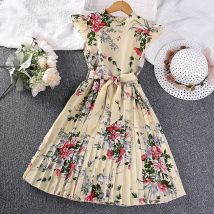 Mädchen Kleid Sommer 4-12 Jahre Blumen Ärmellose Mode Elegante Kleine Prinzessin Kleid Geburtstag Dance Party Geschenke Kinder Kleidung