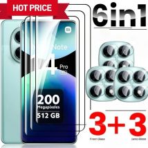 Szkła hartowane 6w1 na ekran do Redmi Note 14 Pro, folia HD do Redmi Note 14 Pro Plus z 2 foliami na obiektyw aparatu.
