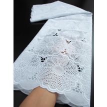 Neue Afrikanische Spitze Stoff 2024, Hohe Qualität Frauen Kleid Stoff Reine Weiße Baumwolle Spitze Stoff Für Diy Hochzeit Party Kleid TY3286