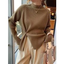 2025 frauen Pullover Pullover Rollkragen Casual Herbst Winter Split Gabel Taste Chic Pullover Weibliche Dünne Stricken Top Weiche Jumper Tops