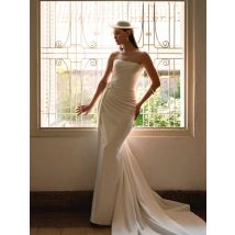 Eightree Elegant Mermaid Wedding Dresses White Strapless Sweep Train Bridal Dress Formal Satin Wedding Ball Prom Gown Customized