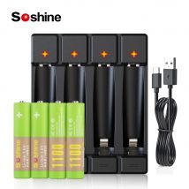 Soshine aaa 1100mwh Lithium-Akku 1,5 v 1100mwh Akkus und Li-Ion aa aaa Smart Akku-Ladegerät