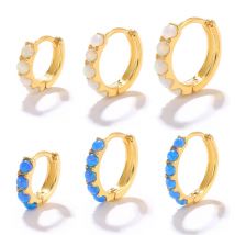 CANNER 6 8 10mm 925 Sterling Silver Opal Round Piercing Huggie Hoop Earrings for Women Fine Jewelry Accessories Pendientes 1pc