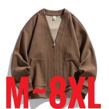 2025, neu in großer Größe, Herren-Cardigan, Jacke, Übergröße, lockerer Pullover, Mantel, männlich, Reißverschluss, koreanischer Stil, Frühlingsgrün, 6XL, 8XL, groß, Plus
