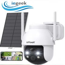 ﻿   Telecamera di sorveglianza WiFi esterna wireless ieGeek 2K – 360 °   Rilevamento umano a colori per visione notturna solare wireless con telecamera PTZ
