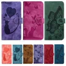 Für iPhone 17 Flip-Hülle für iPhone 15 16 14 13 12 11 Pro Max iPhone 15 Plus Hüllen Niedliche Katzen- und Schmetterlings-Leder-Brieftaschen-Schutzhülle