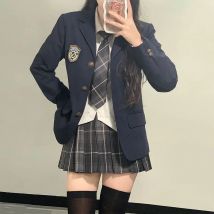 3 Stück Damen bekleidung japanische jk Uniform Sets Frühling Herbst neue Langarm adrette Stil Mode Freizeit anzug Mäntel Rock Anzug