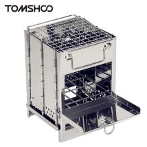 Tomshoo Stufa a legna Stufa da campeggio pieghevole portatile in acciaio inossidabile con mini griglia a carbone Griglia per barbecue leggera