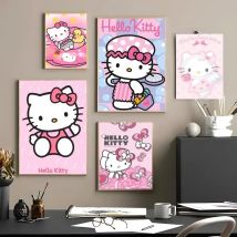 1pc Cartoon niedlichen Katze drucken Poster Papier wasserdicht HD Aufkleber S-Sanrio H-Hallo K-Kitty Schlafzimmer zu Hause Wohnzimmer Bar Wand dekoration