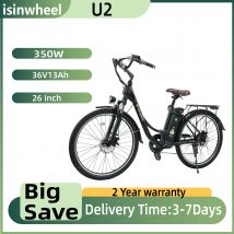 Rower elektryczny Isinwheel U2 dla dorosłych, silnik 350W, bateria 36V13Ah, miejski rower elektryczny do dojazdów do pracy, rower elektryczny miejski z oponami 26 cali.