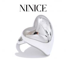 NiNice Glatter Edelstahl-Herz-Liebesring, Metallstruktur, PVD-beschichtet, modischer romantischer Schmuck, 2025, Accessoires, Geschenk