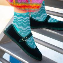 Scarpe basse in flanella Scarpe da donna Punto a mano Mary Janes Balletto Scarpe casual da donna Elegante chiusura con fibbia Mocassini in velluto Verde scuro