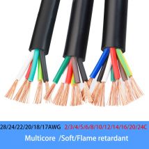 2 Meter 28/24/22/20/18/17AWG Kabel RVV 2/3/4/5/6/8/10/12/14/16/20/24 Kernsteuerungssignalkabel Kupferdraht Mehradriger Elektrodraht