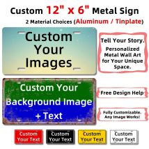 Custom Metal Sign American License Plate Size 12x6 Inch Personalized Aluminum / Tinplate Retro Wall Decor Add Text / Image