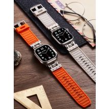 NEUES Design Roboter-Anschluss-Silikonband für Apple Watch Ultra 2 49 mm 46 mm 45 mm 44 mm 42 mm Metallarmband für Serie 10 9 8 7 6 5 4