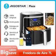 Freidora de Aire Inteligente, 7L, Pantalla LED Táctil, 7 Funciones, Cesta Antiadherente Extraíble,
