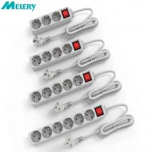 Melery Steckdosenleiste, Überspannungsschutz, 3/4/5/6 AC, EU, elektrischer Stecker, Steckdose, Steckdose, Verlängerungsadapter, Verlängerungskabel, Kabel, 1,5 m