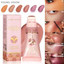 Young Vision 6-Farben-Pressbürstenkopf Pulver Rouge flüssiges Pulver 25ml Kapazität abnehmbarer Bürsten kopf zum Reinigen und Wieder verwenden