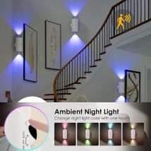 LED-Wandleuchten, Bewegungsmelder, Wandleuchte, RGB-Warmlight, Heimdekoration, Licht nach oben und unten, Nachtlicht, wiederaufladbar, für Treppen, Veranda