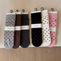 Rot Polka Dot Frauen Socken Koreanische Mode Baumwolle Mid-rohr Socken Frauen Harajuku Retro Streetwear Knited Elastische Lange Socken sox