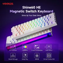 Veekos Shine60 HE Tastiera meccanica Interruttore magnetico Tastiera da gioco cablata/wireless al 60% AGRB Trigger rapido Tastiera E-sport 8K