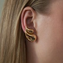 Trend ige doppels chichtige Tropfenform Drop Post Ohrringe für Frauen 18 Karat vergoldet glänzend klobige Statement Ohrringe Punk Geschenke