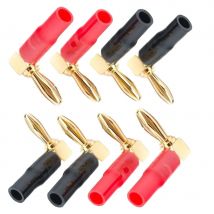 Spine a banana ad angolo retto a forma di L da 4/8 pezzi da 4 mm - Guscio in plastica morbida 90 °   Connettori (rosso e nero) per sistemi audio, video e altoparlanti