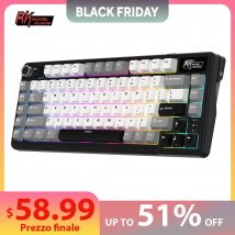 RK ROYAL KLUDGE L75 Cinque tasti di scelta rapida Struttura guarnizione tastiera meccanica personalizzabile Tastiera da gioco retroilluminata RGB tri-modale