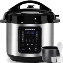 Aigostar Pentola a Pressione Elettrica 18 in 1, Pentola Programmabile da 6 Litri 24 Ore, 3 Pressure, Pannello LED Multicooker da 1000 W per Yogh