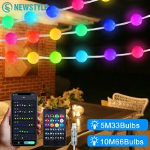 RGB Farbwechsel Globus Lichterketten 33ft Smart APP Steuerung Fee String Hängen Lichter Für Indoor Outdoor Party Weihnachten