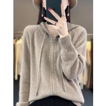 Frauen Strickjacken Doppel Reißverschlüsse Hoodied Pullover Solide Lose Beiläufige Cadigans Langarm Warme Herbst Winter Gestrickte Pullover