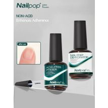 Nailpop Nail Dehydrator and Primer Acid Free Natural Nail Prep for Acrylic and UV Gel Nail Polish Fast Dry Superior Bonding Set