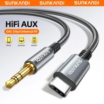 SUNKANDI USB C auf 3,5 mm Audio-Aux-Klinkenkabel, Typ C auf 3,5 mm Kopfhörer-Autoradio-Kabel für iPhone 17 16 15, Samsung, iPad
