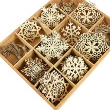 10 Stück Weihnachten Holz Schneeflocke Chip Weihnachtsbaum Scrapbooking Handwerk handgemachte Home Dekoration Zubehör Malerei