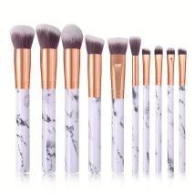 10-teilige Marmor-Make-up-Pinsel, hochwertige synthetische Kabuki Foundation Blending Gesichtspuder, Rouge, Concealer, Lidschattenpinsel