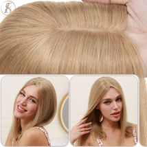 TESS Hair Toppers Women Topper 10x12cm Spinki do włosów Naturalne włosy Peruki 100% ludzkie włosy Jedwabna baza Blond doczepiane włosy Clip In