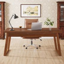 55-Zoll-Computertisch aus Holz mit Schublade, Mid-Century Modern Study Schreibtisch, Walnussbraun
