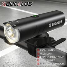 BUCKLOS 1500LM Bicycle Lights Aluminum Alloy Bicycle Front Light IP66 Waterproof Bike Headlight Cycling Lamp Bicycle Accessories