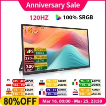 HGFRTEE 18,5-calowy przenośny monitor 100 Hz z podstawką z otworem VESA Rozszerzony wyświetlacz do gier komputerowych ADS-IPS Obsługa dużego ekranu Type-C HDMI
