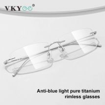 VICKY New Ultra-light Titanium Reading Eyeglass Frames Men Fashion Simple Rimless Myopia Glasses Customized Prescription Glasses