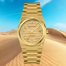 New Specht & Söhne 37mm Gold Automatic Mechanical Watches For Men Desert Dune Dial Miyota 8215 Movt Sapphire Crystal Waterproof