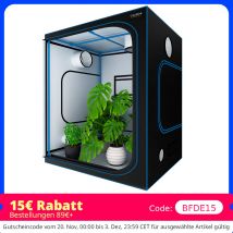 KAVUNION Tenda da Piantare 150x150x200 cm Serra da Giardino Interno, Vassoio Rimovibile e Kit di Attrezzi (Tubo di Ferro Blu con Bordo Blu)