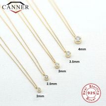 CANNER 2/2,5/3/3,5/4 mm Zirkon 925 Sterling Silber Halsband Halskette für Frauen Einfache Temperament Gold Halsketten Hochzeit Schmuck